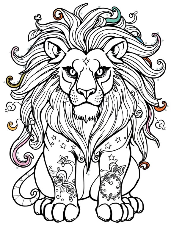 rainbow maned fantasy lion