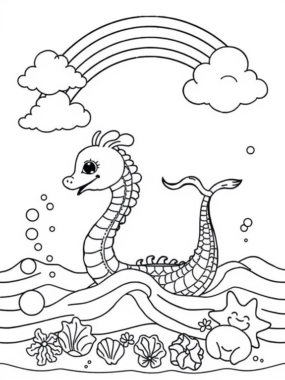 rainbow sea serpent coloring page