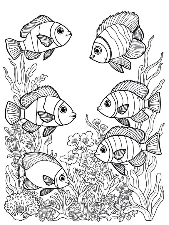 realistic tropical fish outline