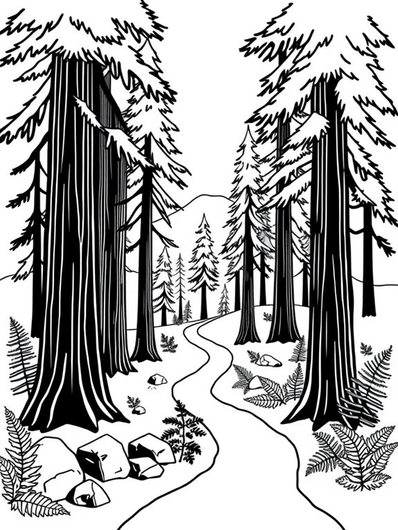 redwood forest coloring page