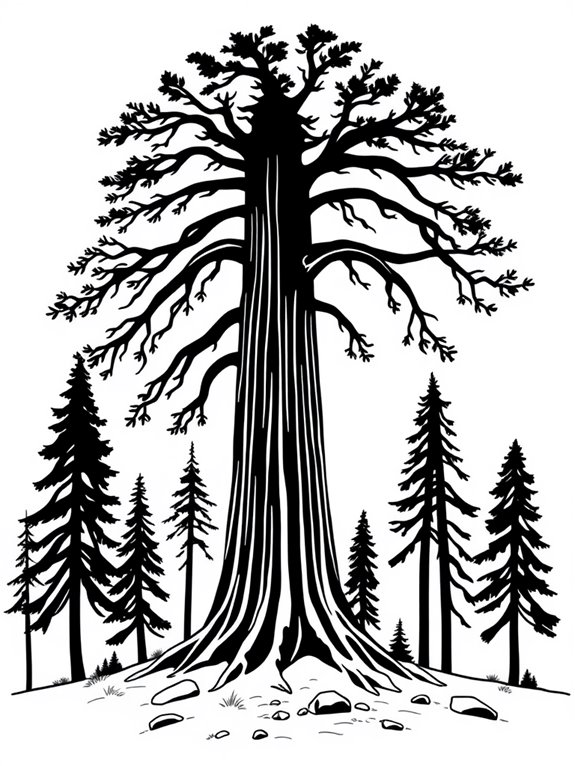 redwood silhouette coloring page