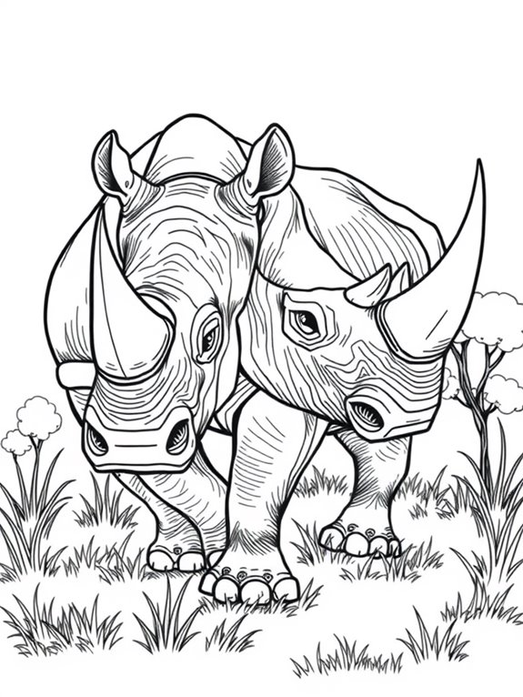 rhino coloring page design