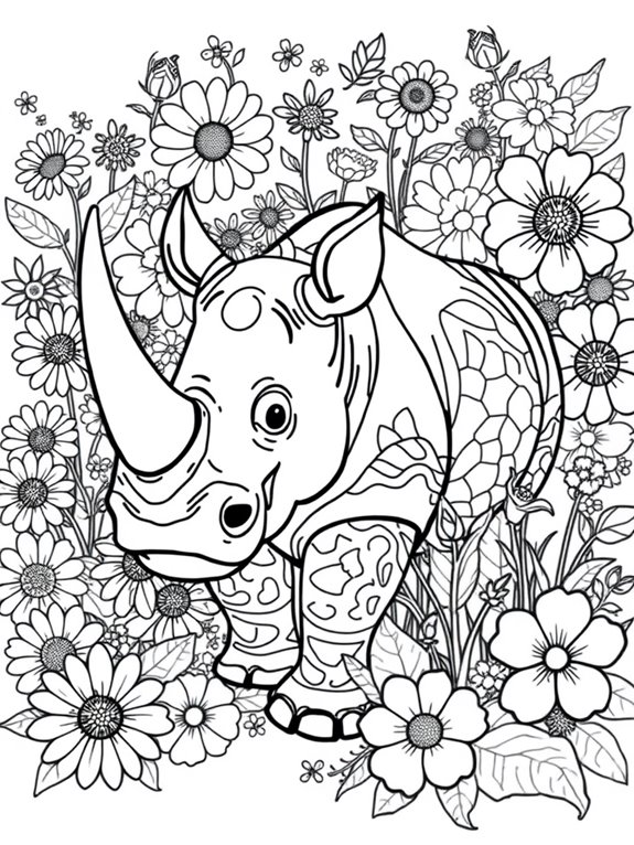 rhinos adorned with flowers