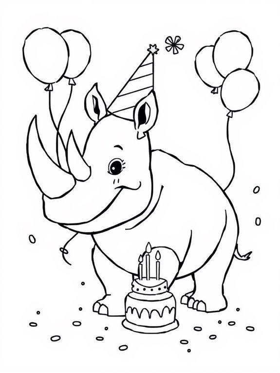 rhinos wearing party hats