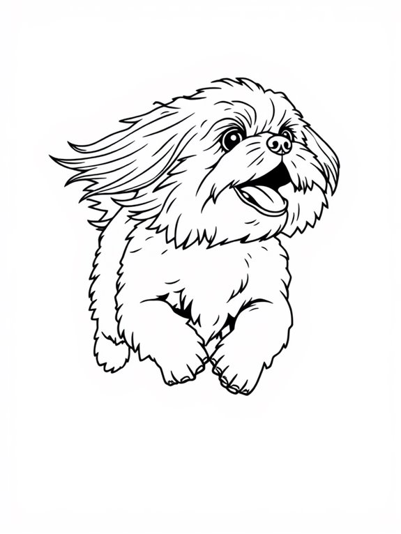 running shih tzu coloring page