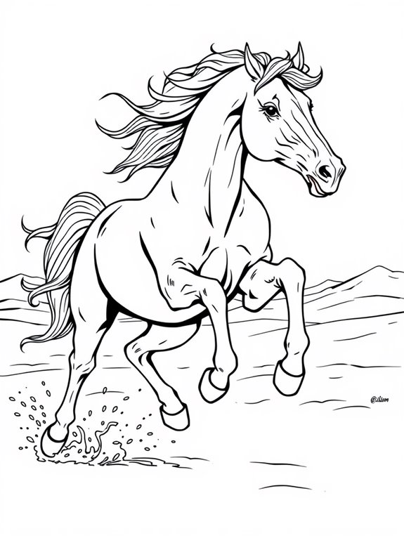 running stallion coloring page