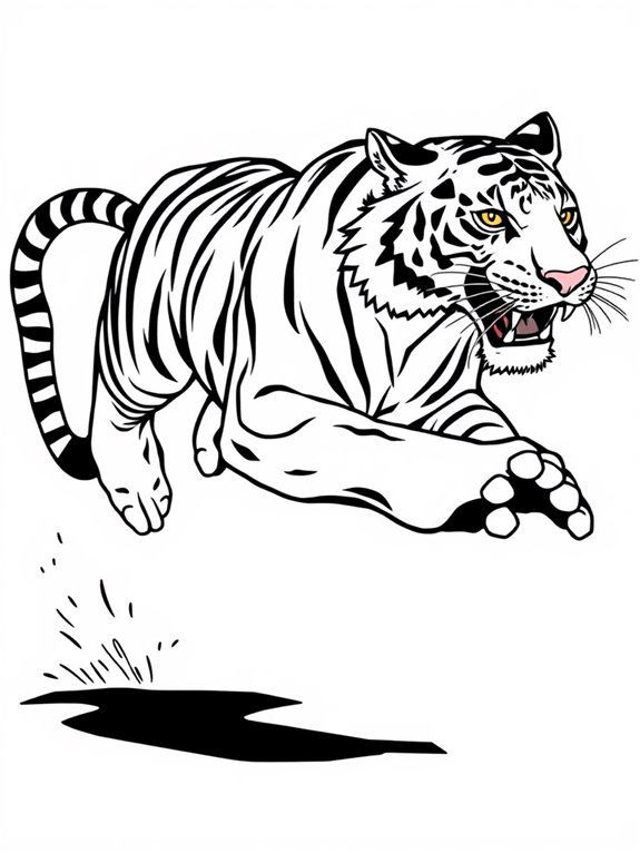 running tiger coloring page