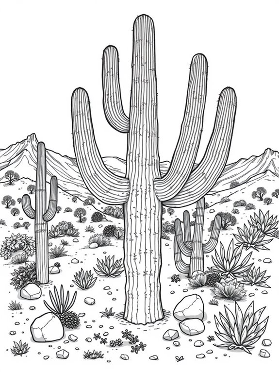 saguaro cactus coloring page