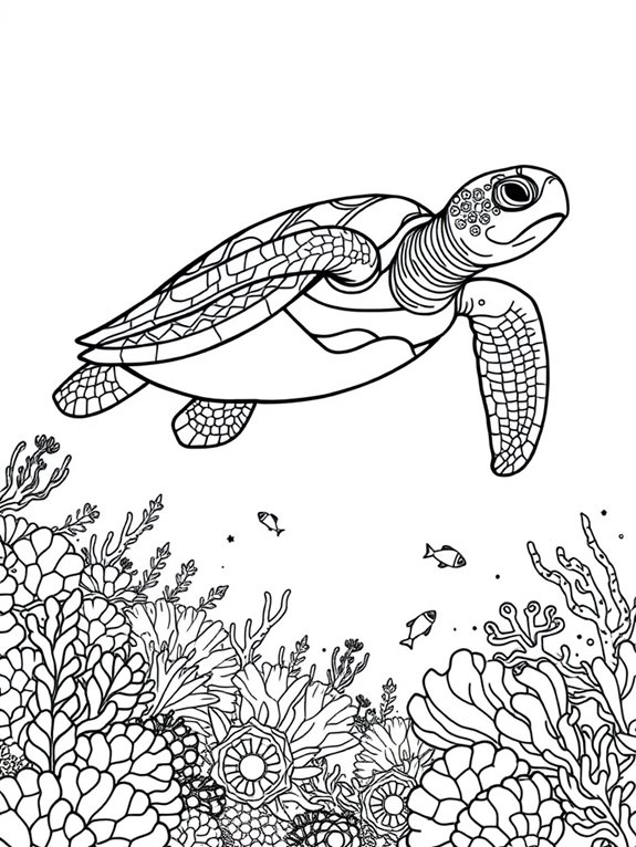 sea turtle swimming coloring