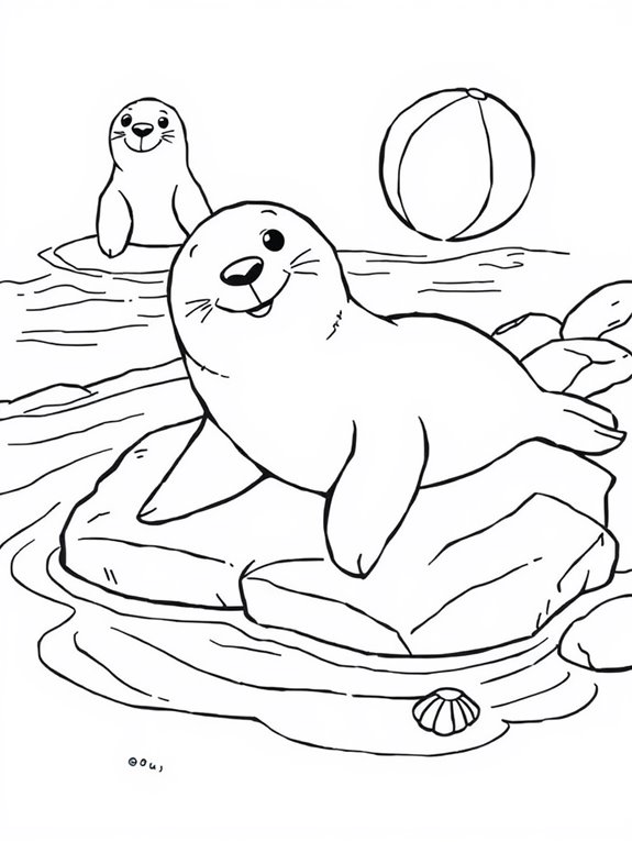 seal themed coloring page