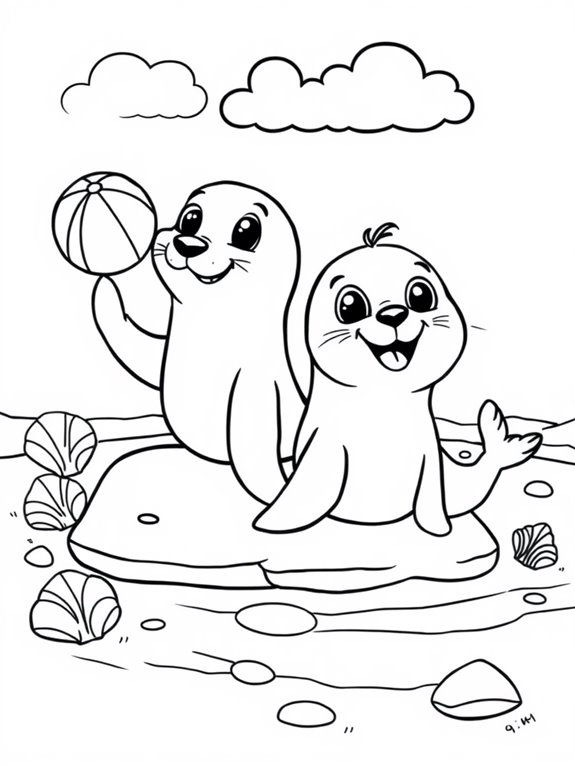 seals cartoon coloring activity