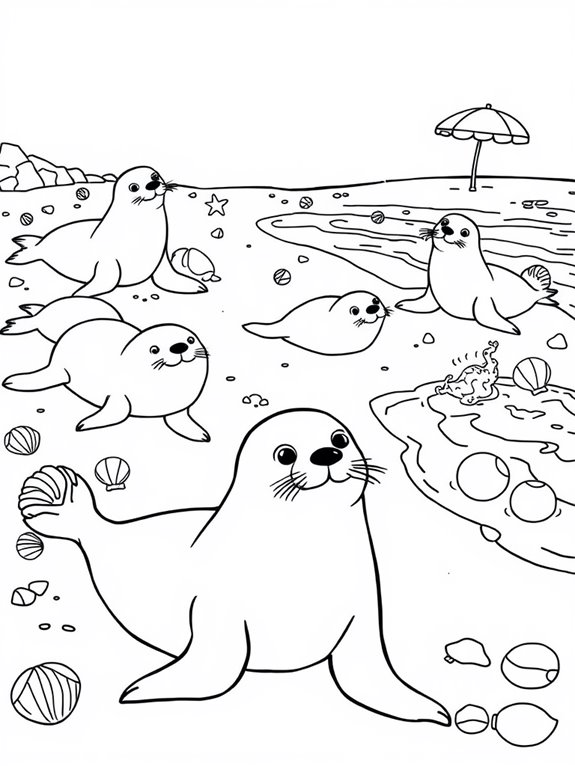 seals enjoying beach scenery