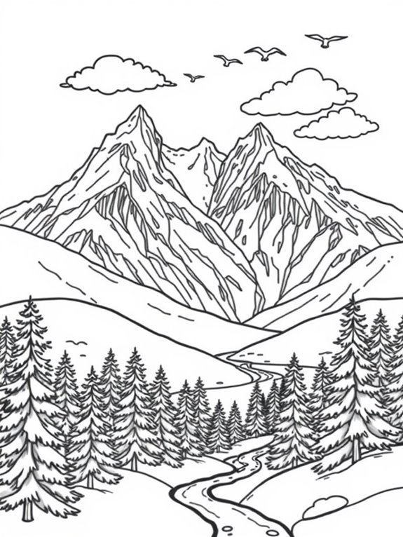 seasonal mountain landscape coloring