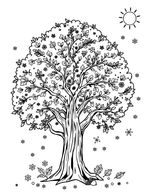 seasonal oak tree illustration