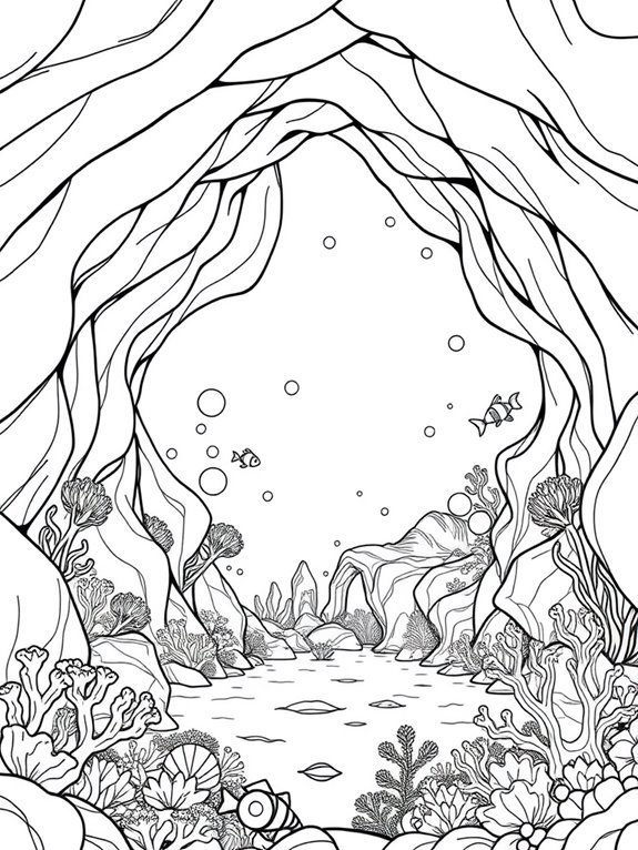 serene underwater cave scene