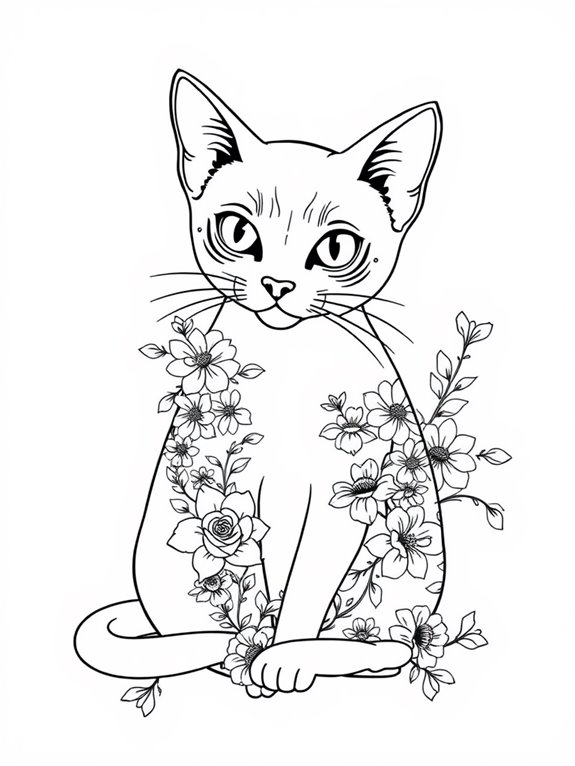 siamese cat floral design