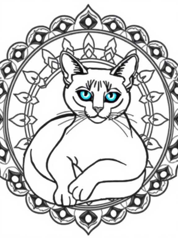 siamese cat mandala coloring