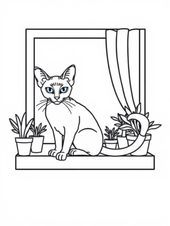 siamese cat on windowsill