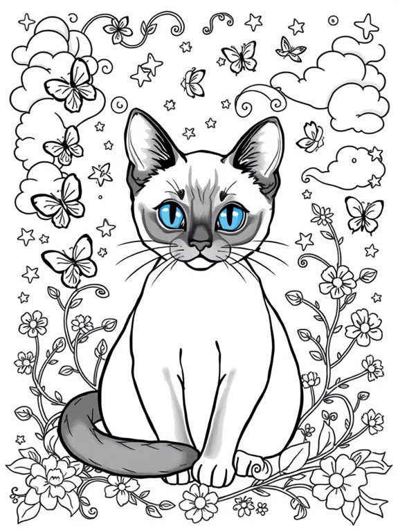 siamese cat whimsical background