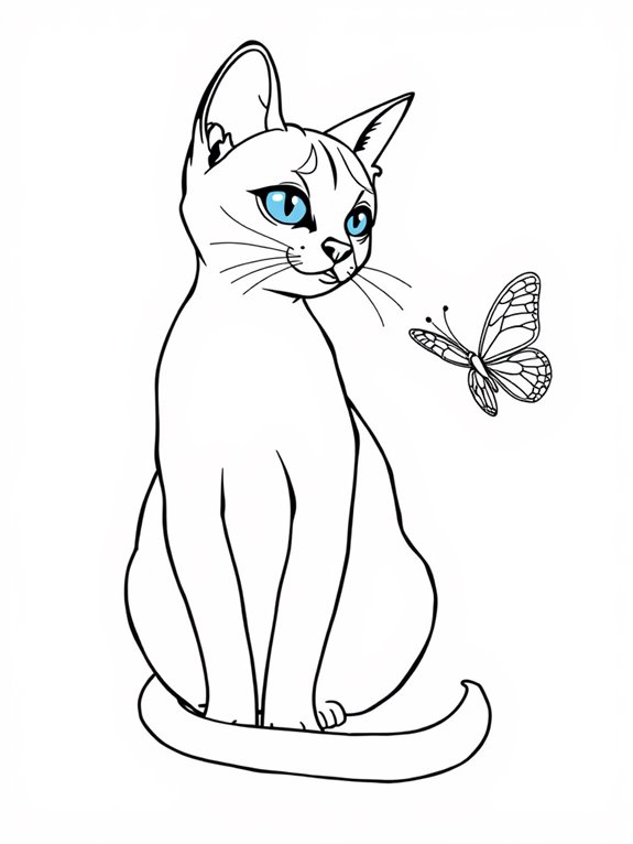 siamese cat with butterfly