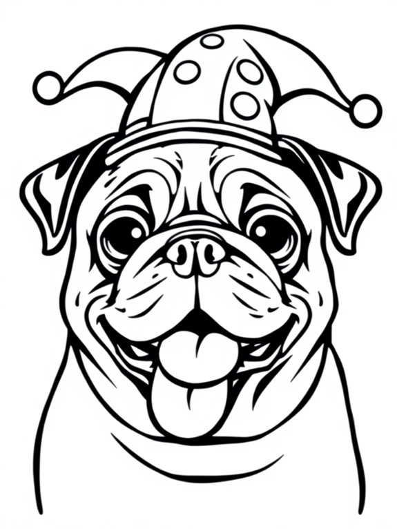 silly hat pug coloring page