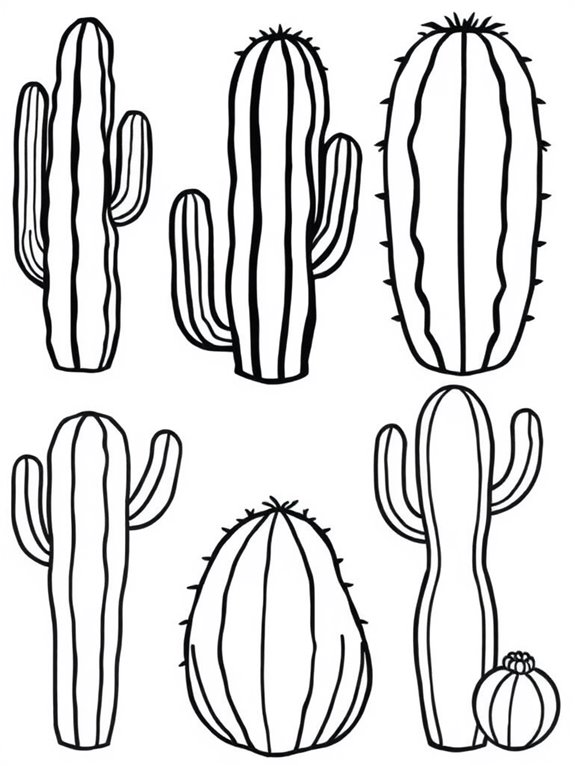 simple cacti coloring page