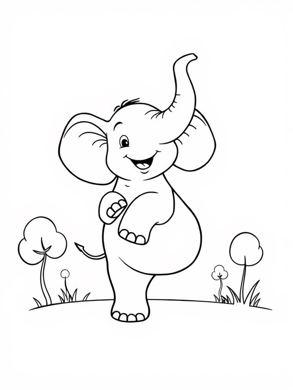 simple elephant coloring outline