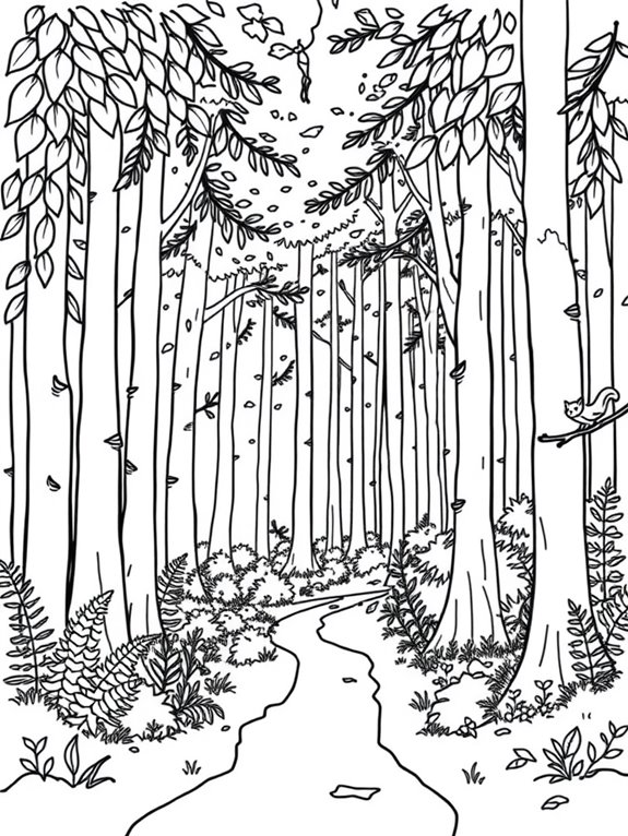 simple forest coloring page