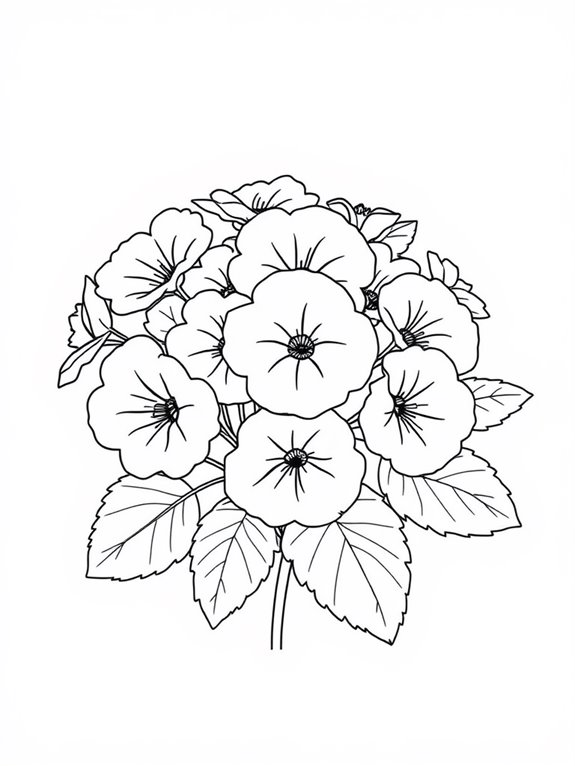 simple geraniums floral outline