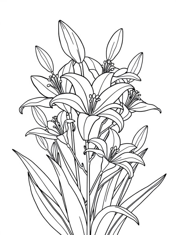 simple lilies coloring page