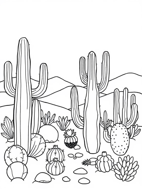 simple line art cacti