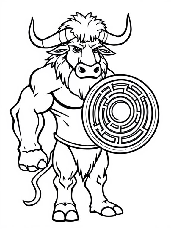 simple minotaur coloring page