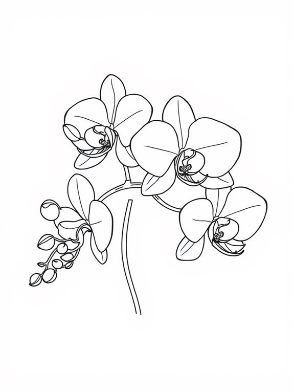 simple orchid line art