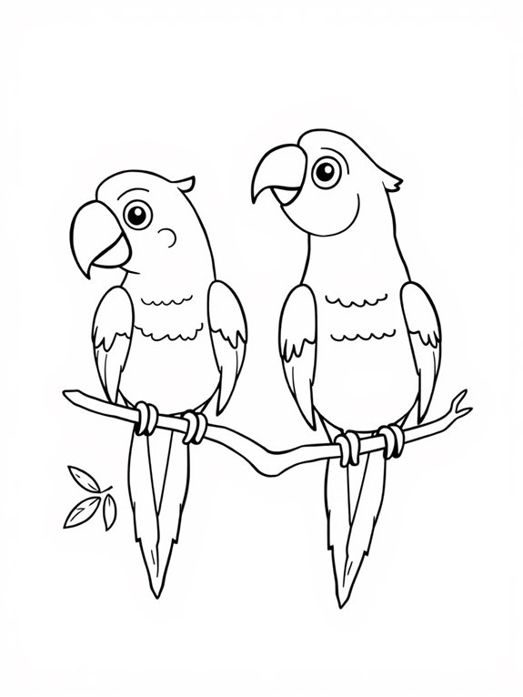 simple outlines of parrots