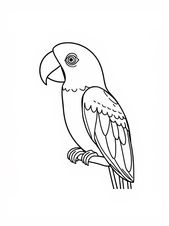 simple parrot coloring page