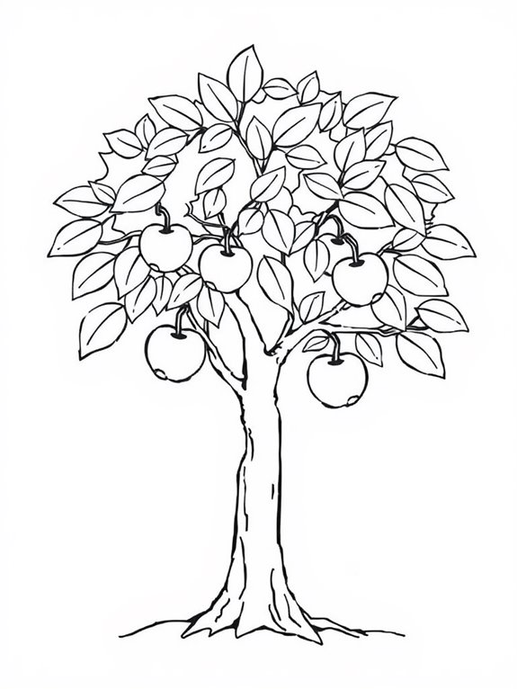 simple plum tree illustration