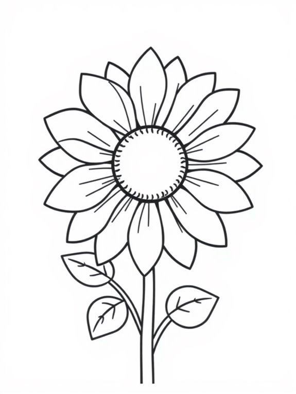 simple sunflower coloring page