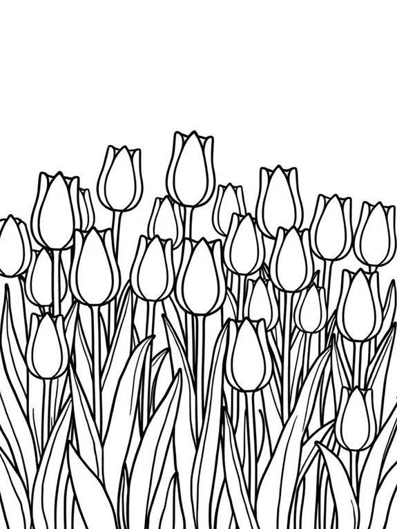 simple tulips coloring page