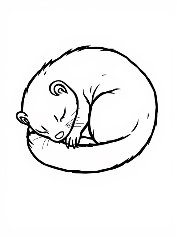 sleeping ferret coloring page