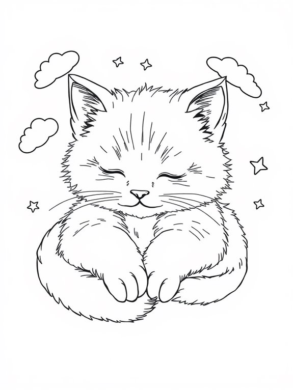 sleeping ragdoll kitten coloring page