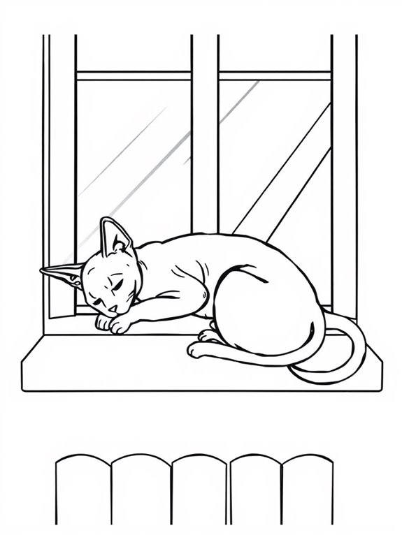 sleeping sphynx on windowsill