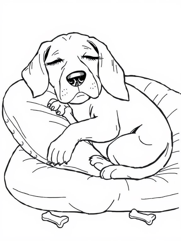 sleepy beagle coloring page