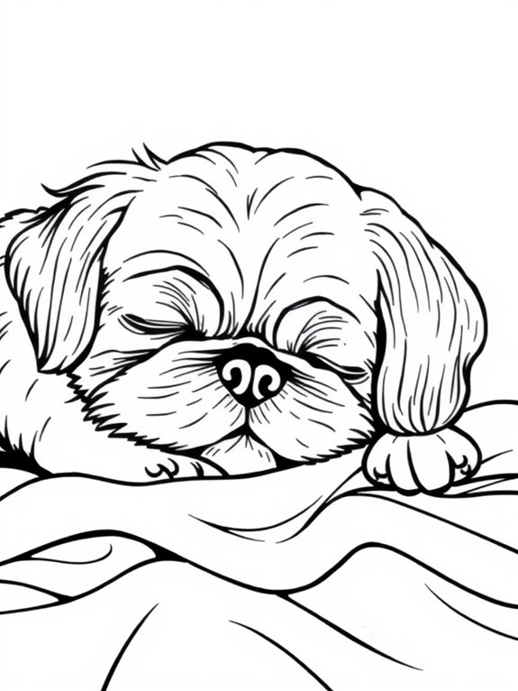 sleepy shih tzu illustration