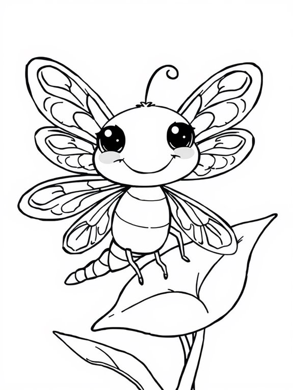 smiley dragonfly coloring page