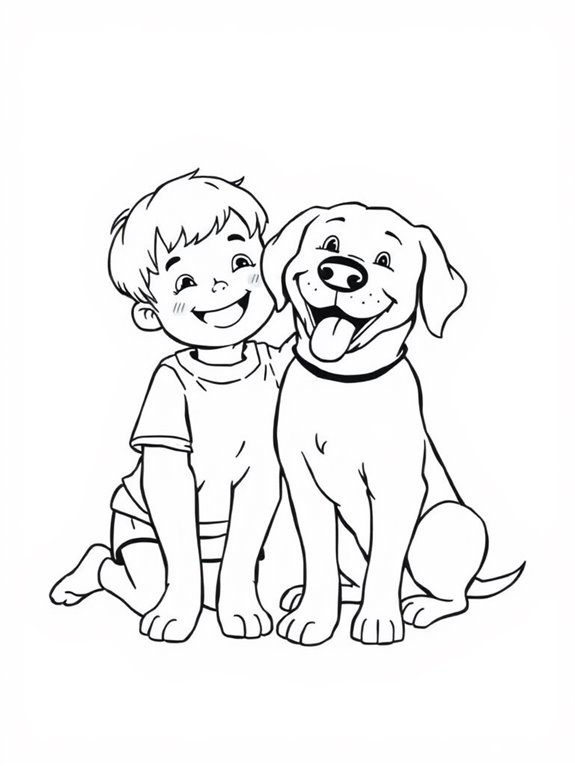 smiling child with labrador