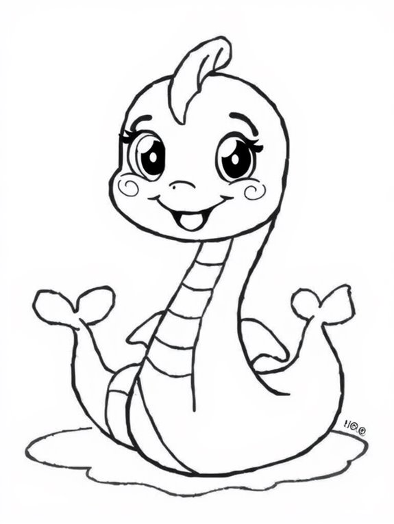 smiling cute sea serpent