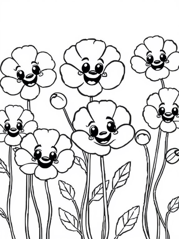 smiling faces on poppies