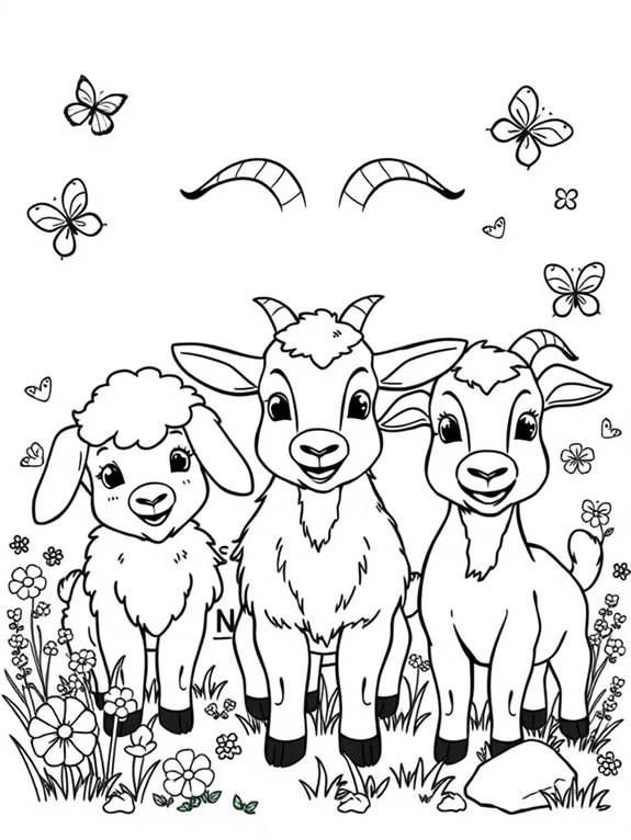 smiling goats coloring page