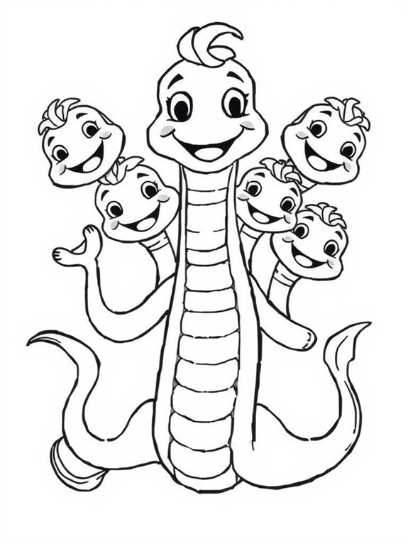 smiling hydra coloring page