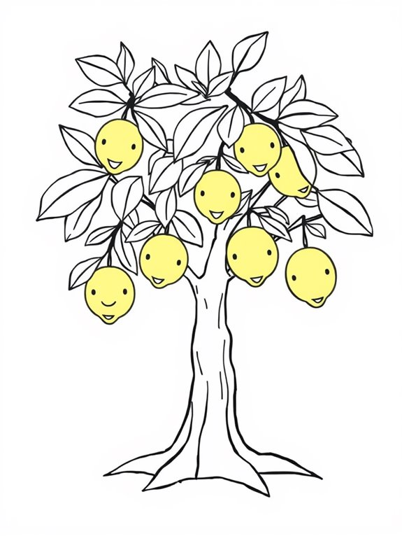 smiling lemons coloring page